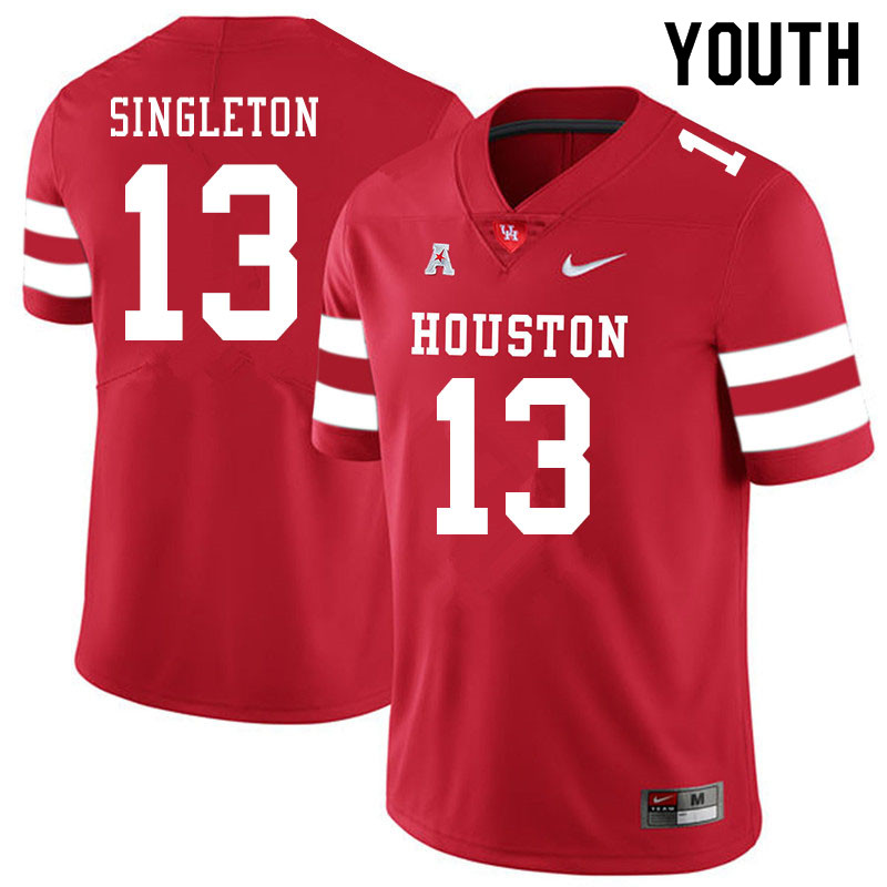 Youth #13 Jeremy Singleton Houston Cougars College Football Jerseys Sale-Red - Click Image to Close